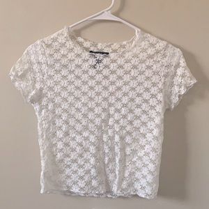 white lace crop top